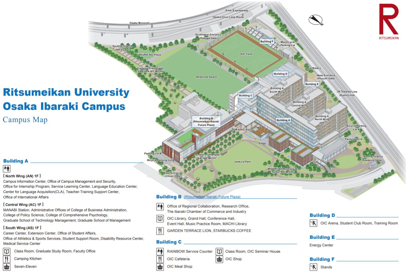 Map of Ritsumeikan University Osaka Ibaraki Campus